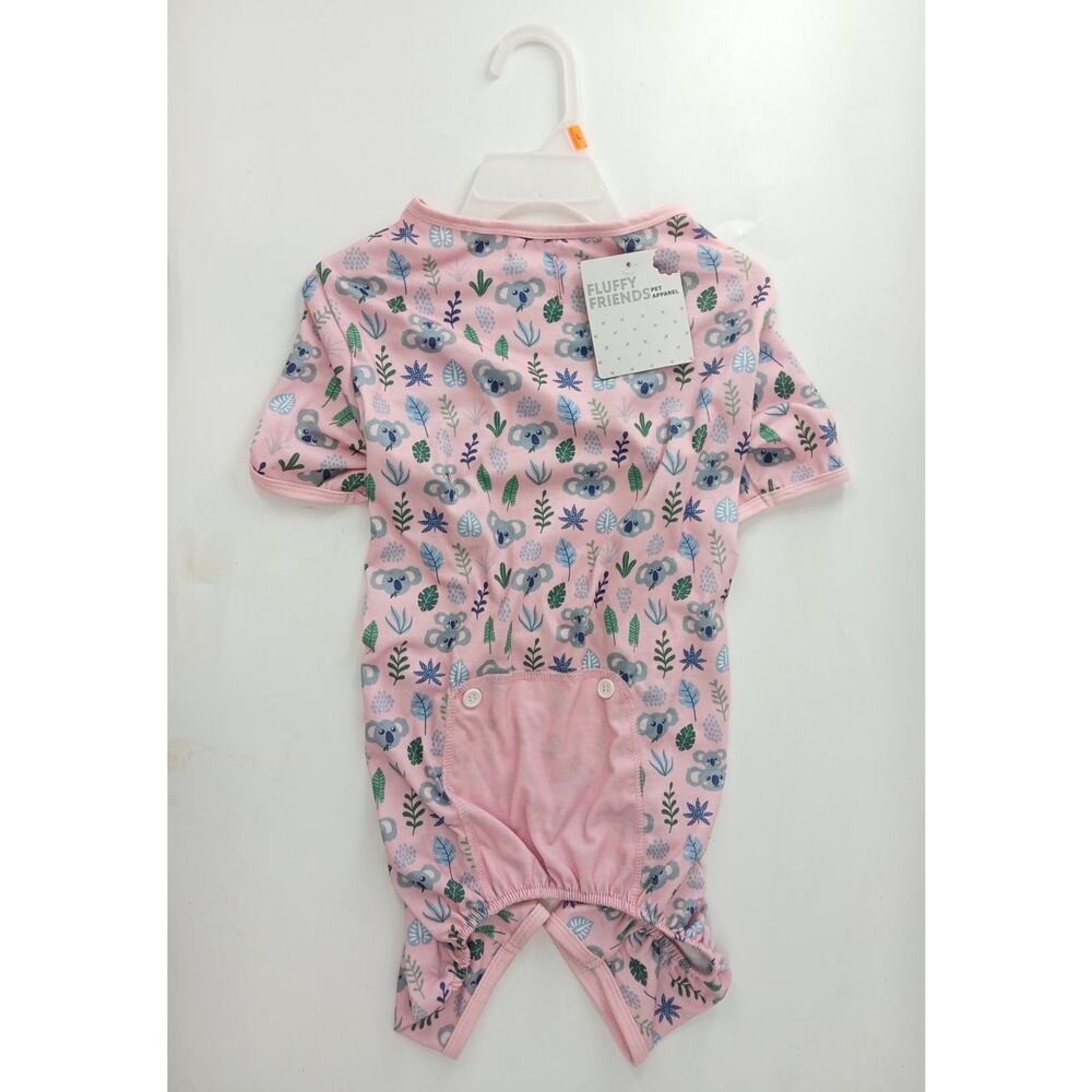 Fluffy Friends Pink Koala Print Dog Cat Pet Pajamas Jumpsuit Size Large
